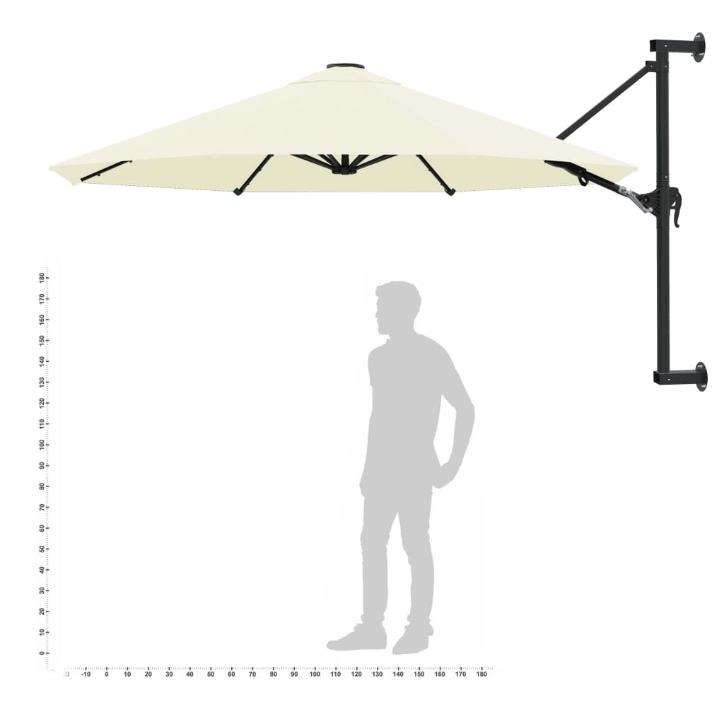 vidaXL Veggmontert parasoll med stålstang 300 cm sand