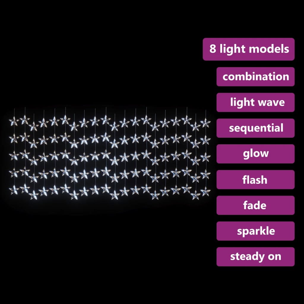 vidaXL Eventyrlysgardin stjerner 500 LED kaldhvit 8 funksjoner