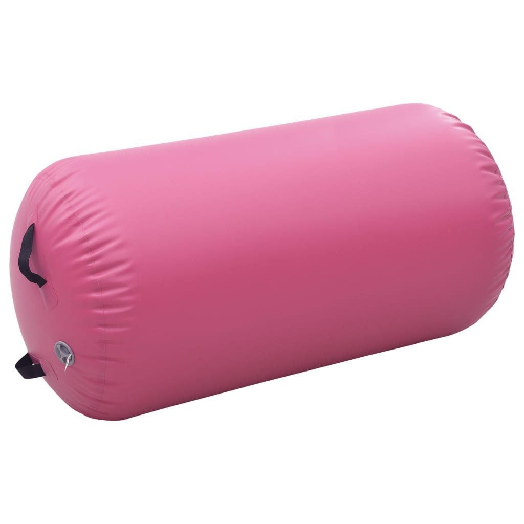 vidaXL Oppblåsbar gymnastikkrull med pumpe 120x75 cm PVC rosa