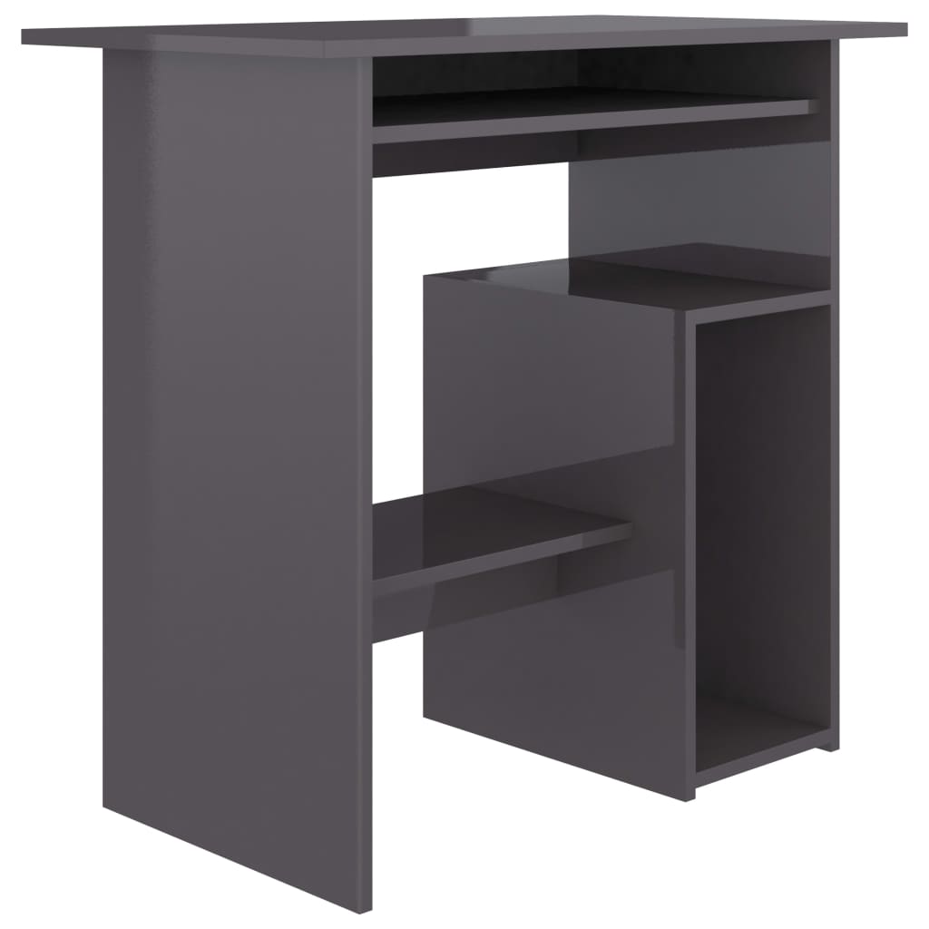 vidaXL Skrivebord høyglans grå 80x45x74 cm sponplate