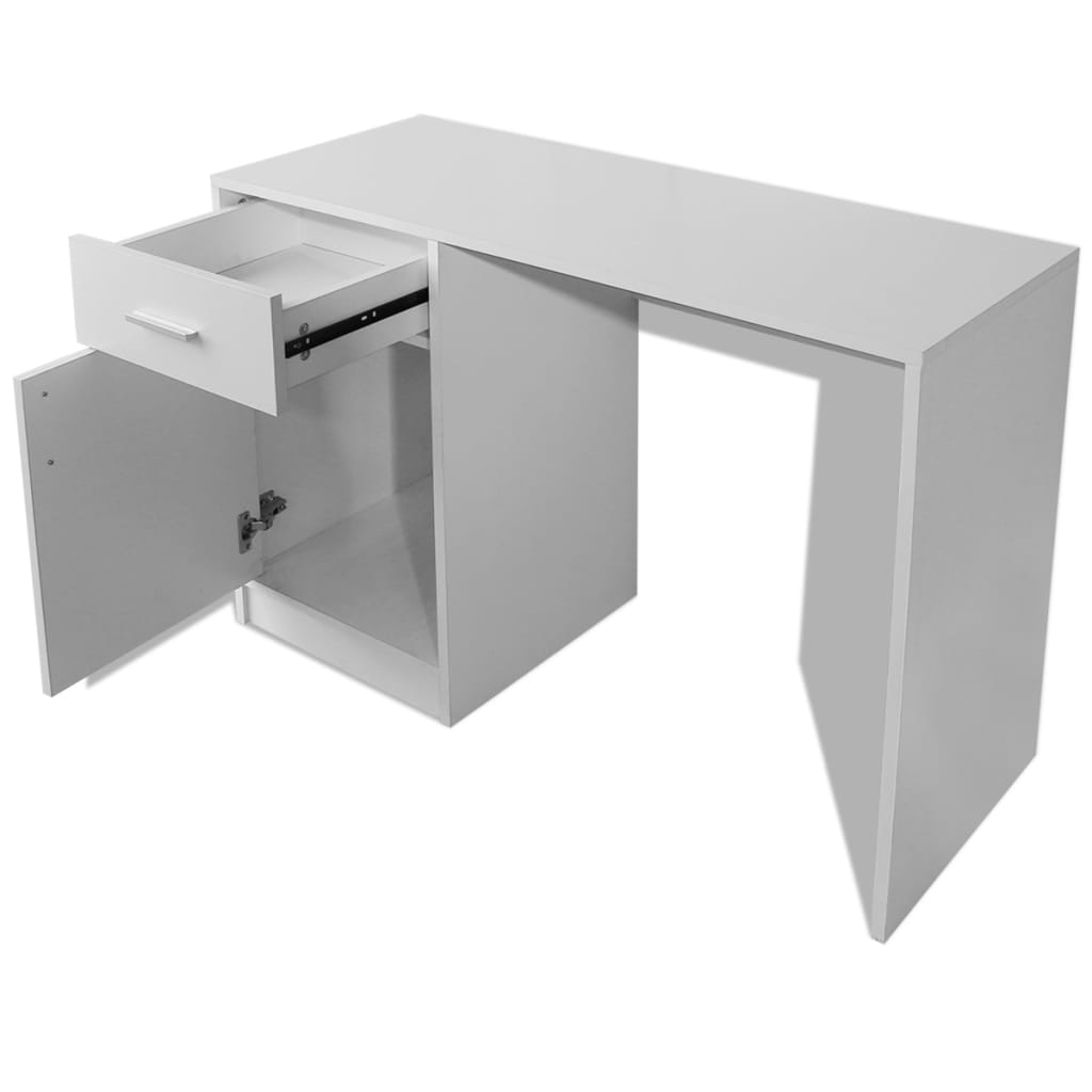 VidaXL Skrivebord med Skuff og Skap Hvit 100x40x73 cm