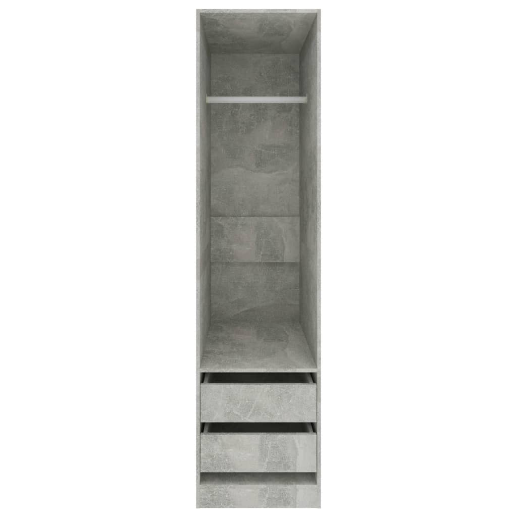 vidaXL Garderobe med skuffer betonggrå 50x50x200 cm sponplate