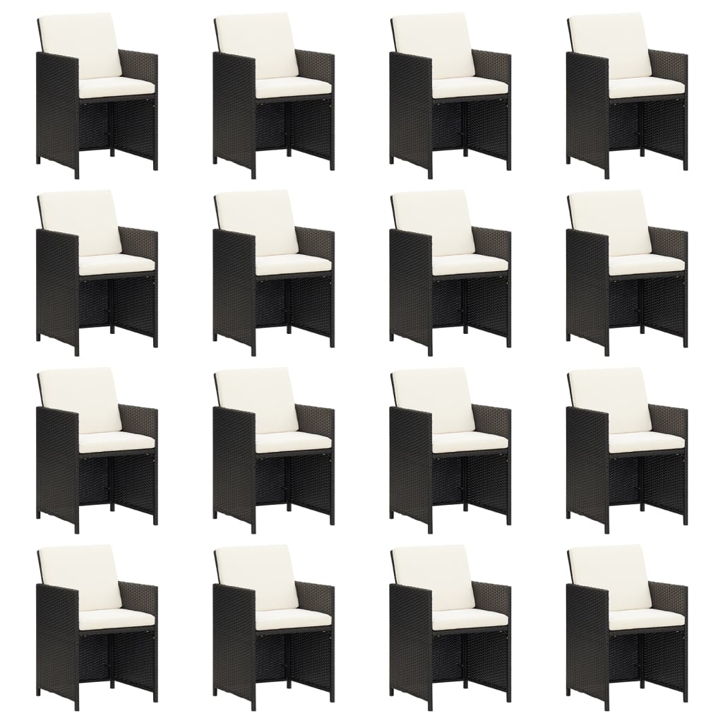 vidaXL Hagespisegruppe med puter 17 deler polyrotting svart