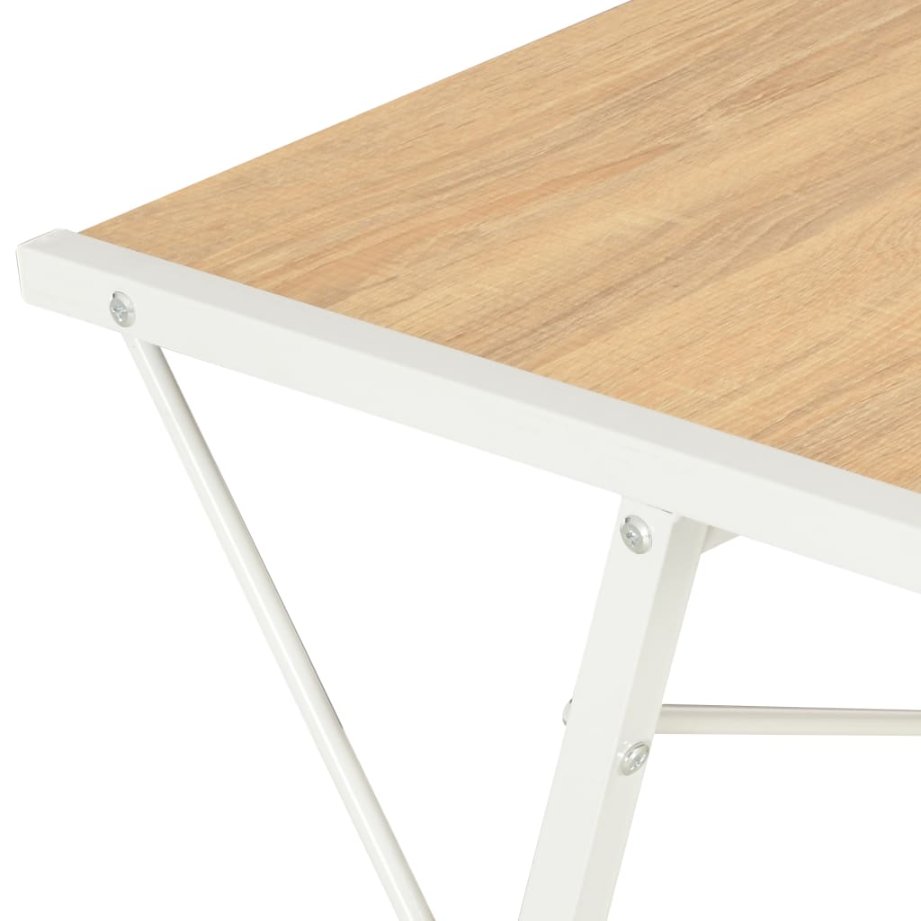 vidaXL Skrivebord med hylle hvit og eik 116x50x93 cm