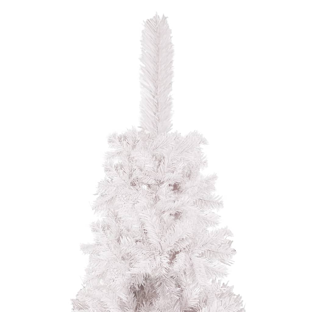 vidaXL Forhåndsbelyst slankt juletre med kulesett hvit 210 cm