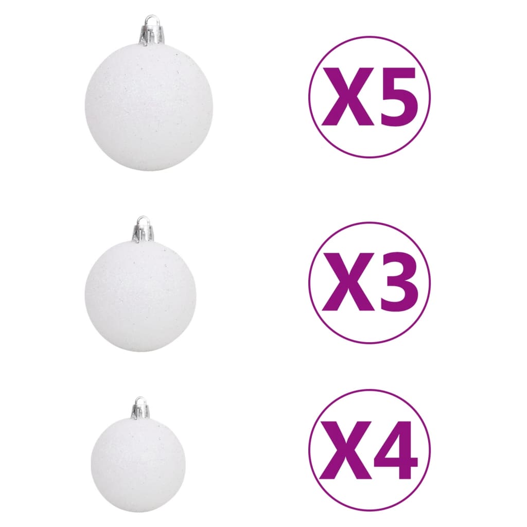 vidaXL Julekulesett 61 deler med topp og 150 LED hvit og grå