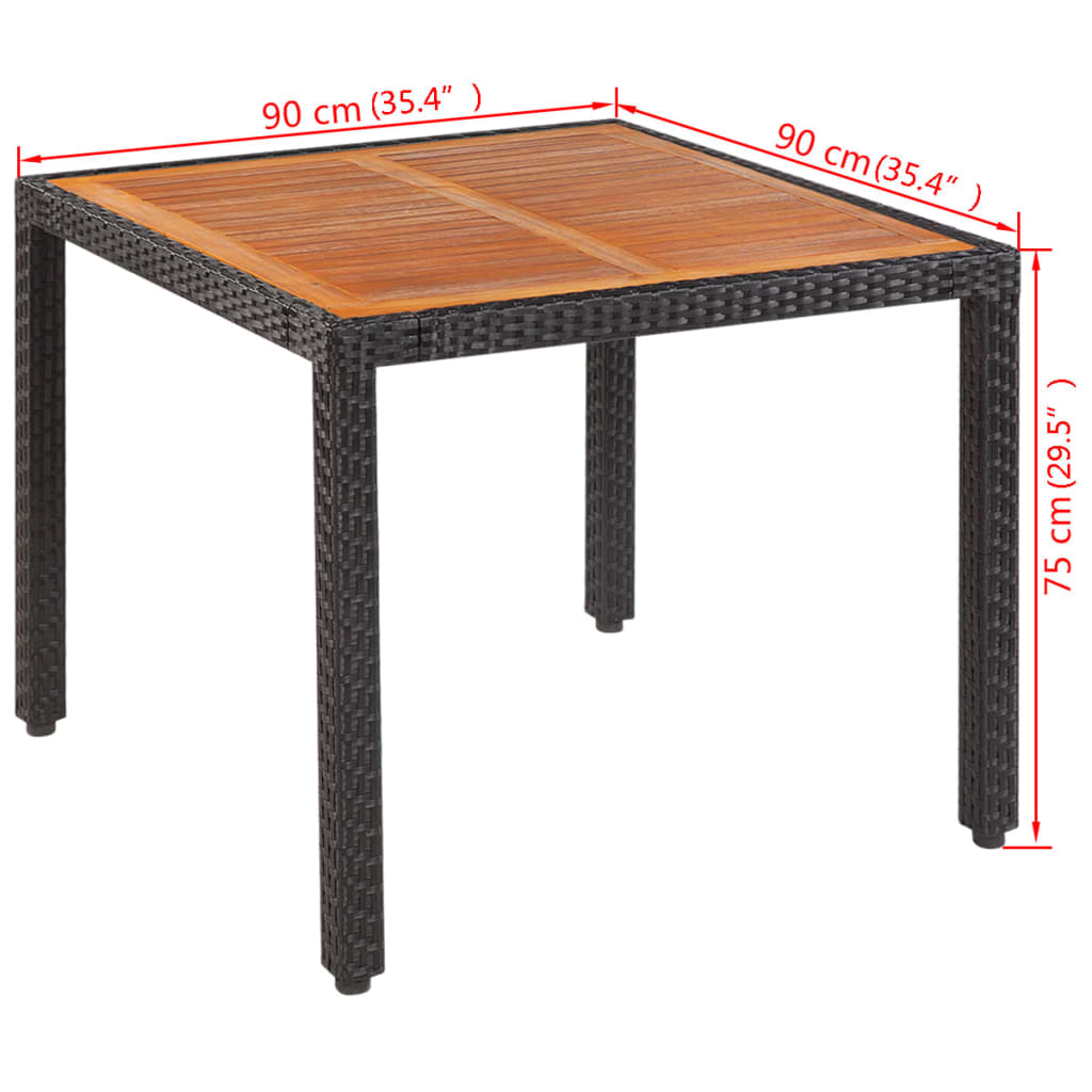 vidaXL Hagebord grå 150x90x75 cm polyrotting og heltre akasie