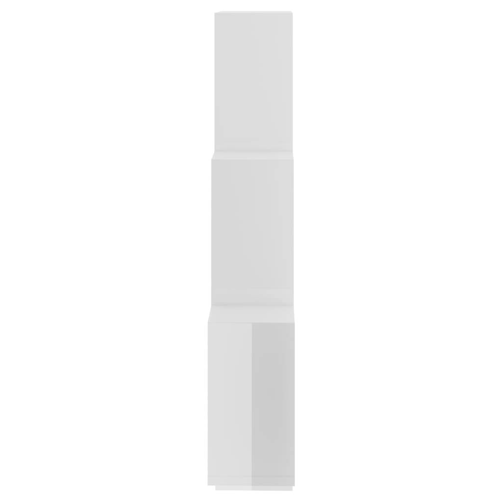 vidaXL Kubeformet vegghylle høyglans hvit 78x15x93 cm sponplate