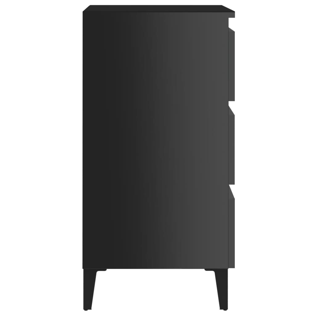 vidaXL Nattbord med metallben 2 stk høyglans svart 40x35x69 cm