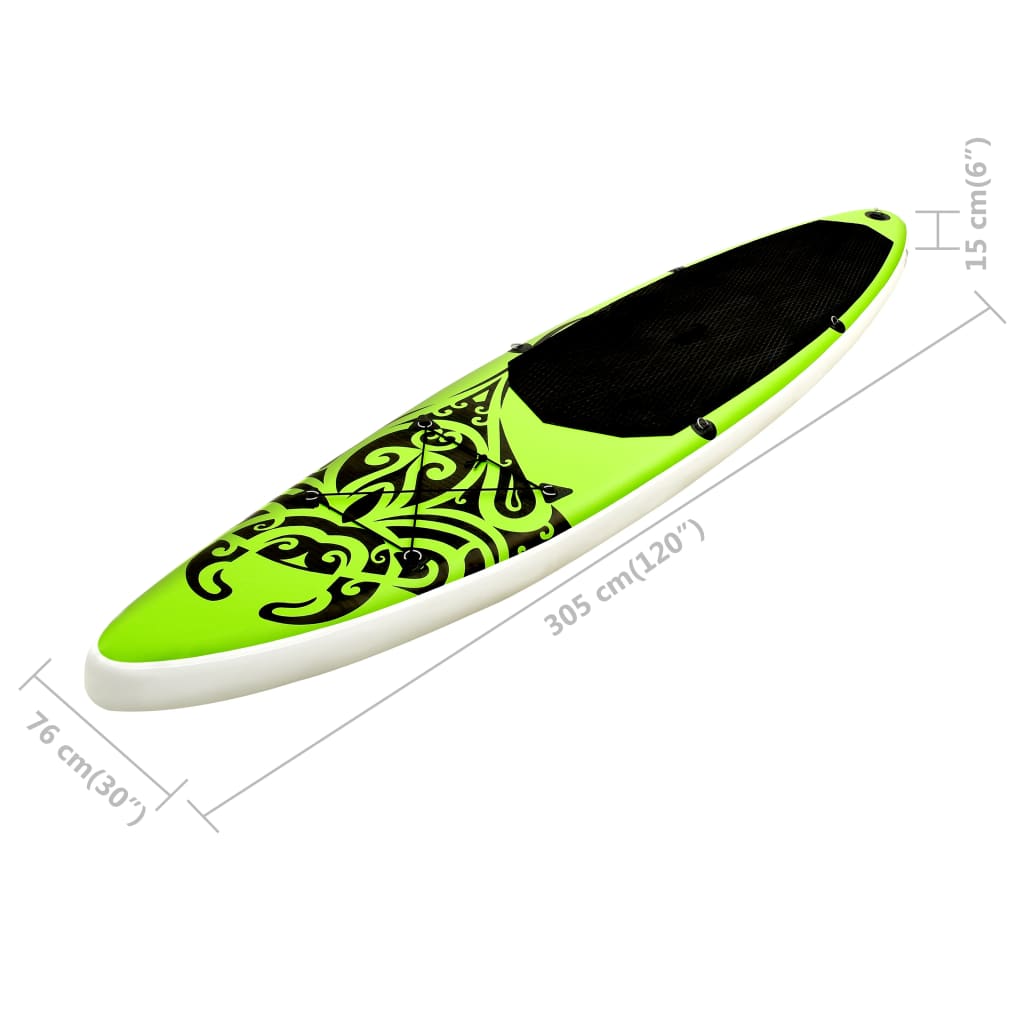 vidaXL Oppblåsbart padlebrettsett 305x76x15 cm grønn