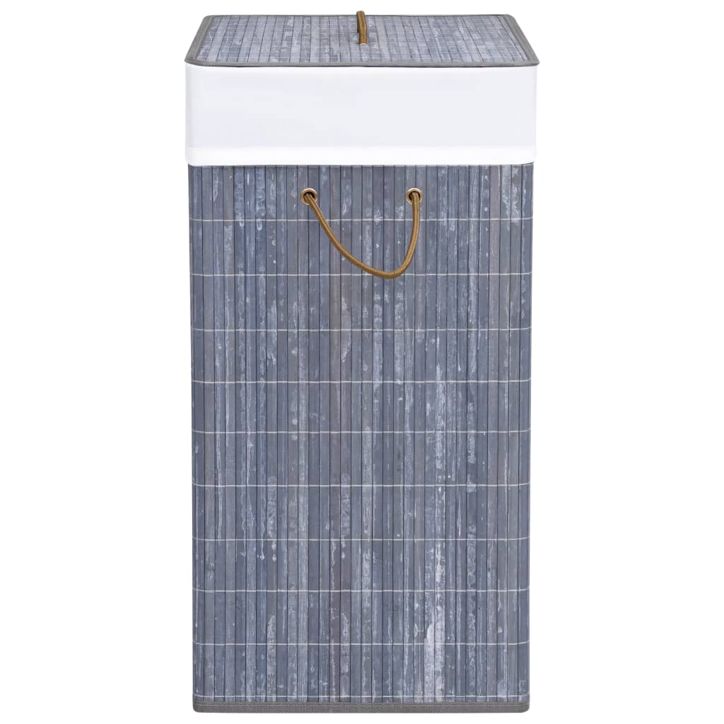 vidaXL Skittentøyskurv med 2 seksjoner bambus grå 100 L