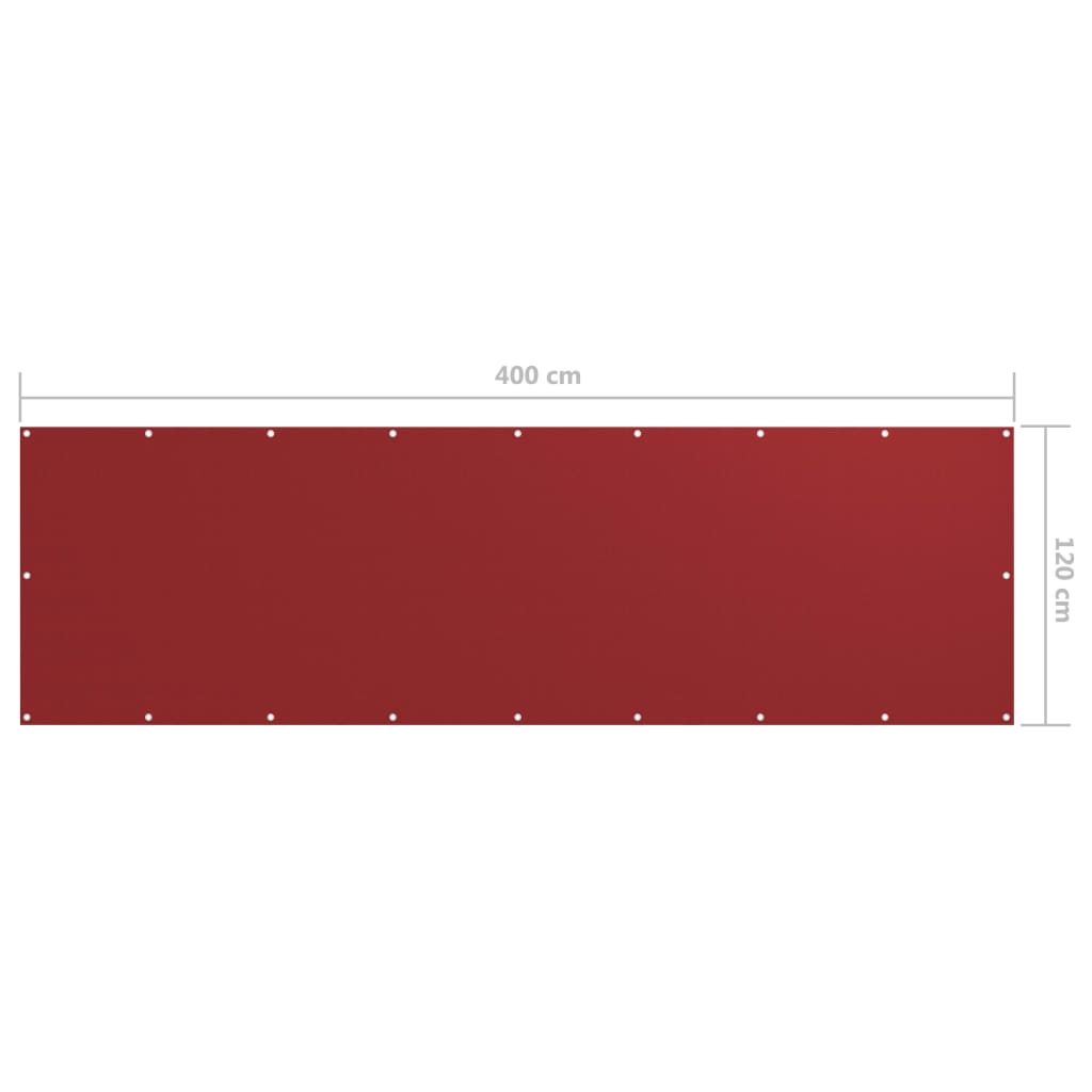 vidaXL Balkongskjerm rød 120x400 cm oxfordstoff