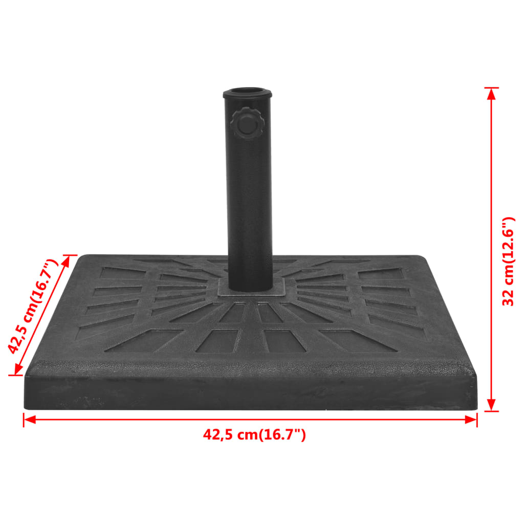 vidaXL Parasollfot harpiks kvadrat svart 12 kg
