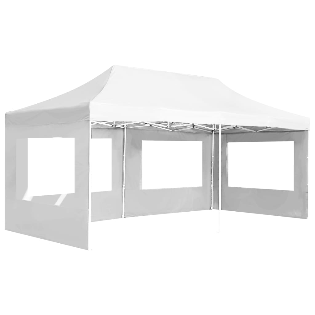 vidaXL Profesjonelt foldbart festtelt med vegger aluminium 6x3 m hvit