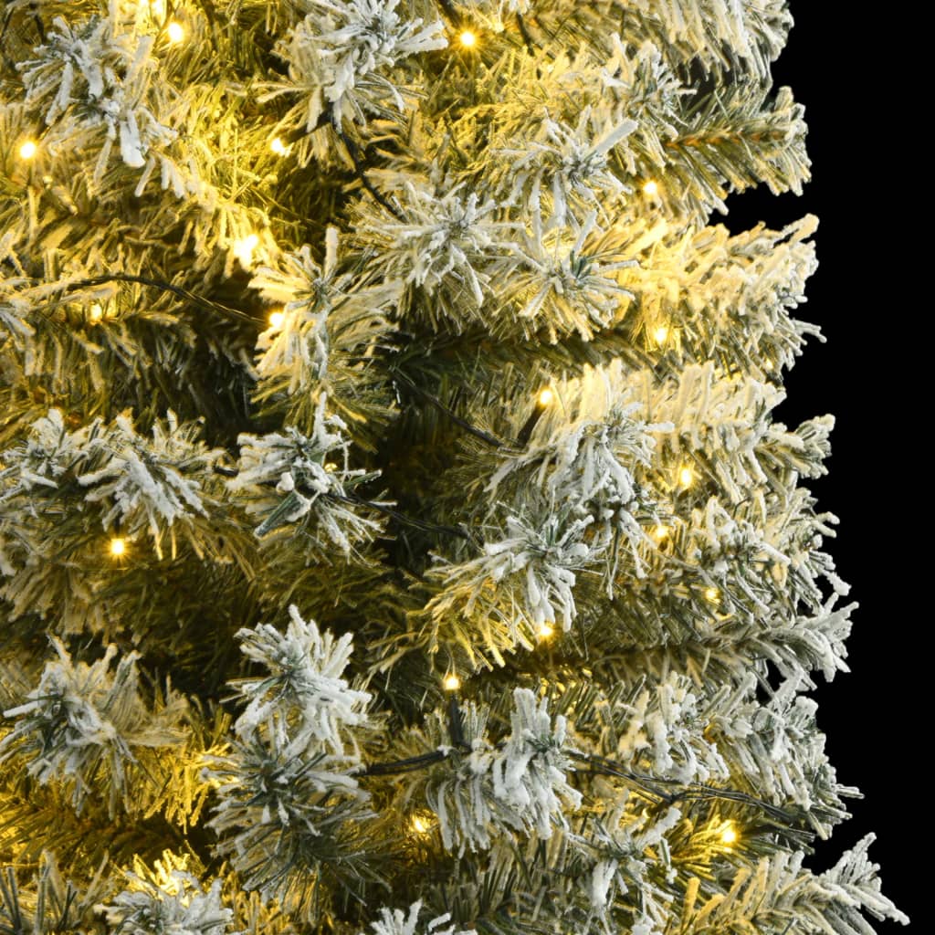 vidaXL Slankt juletre med 300 LED flokket snø slankt 300 cm