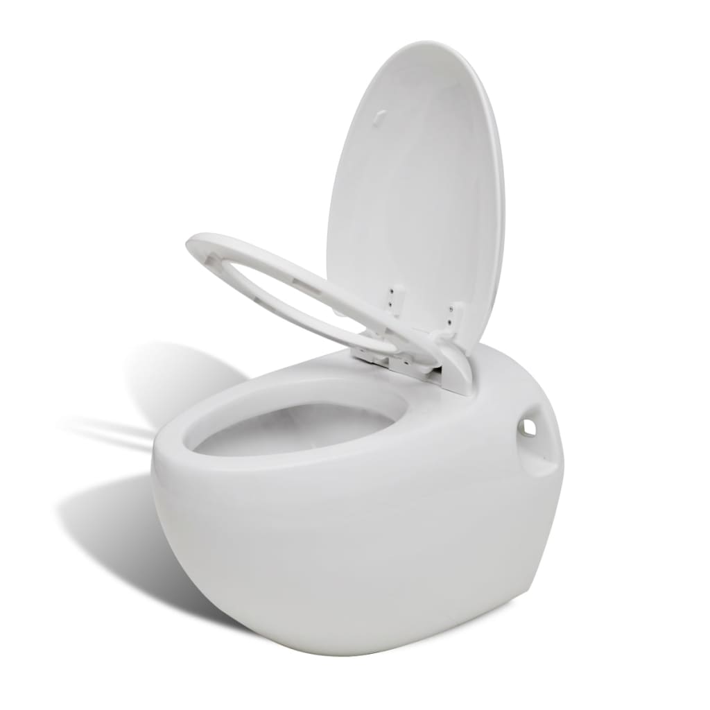Veggmontert toalett hvit unikt egg design