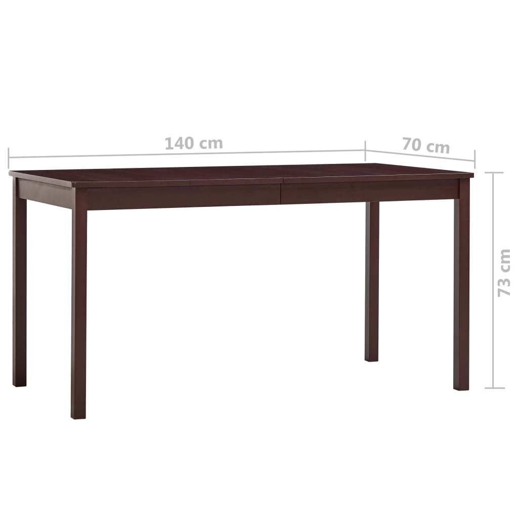 vidaXL Spisebord mørkebrun 140x70x73 cm furu