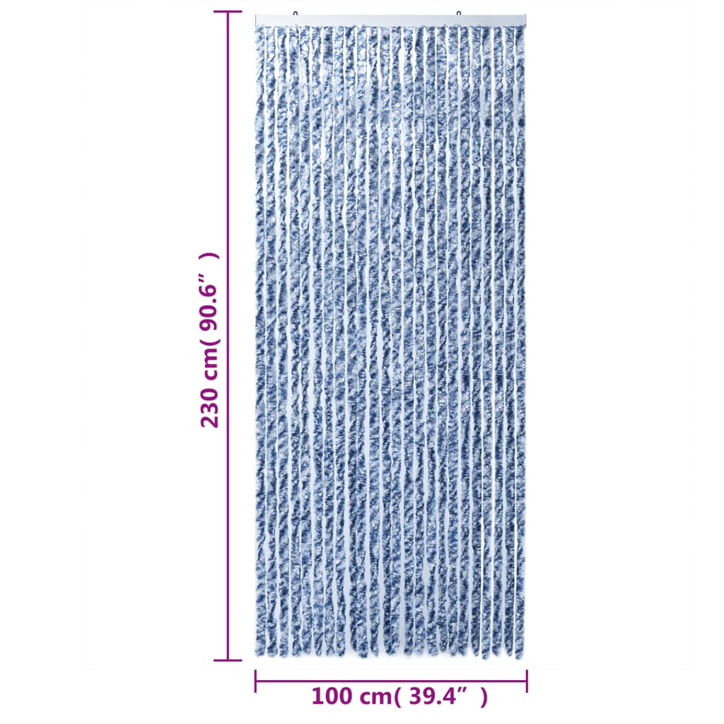 vidaXL Fluegardin blå og hvit 100x230 cm chenille