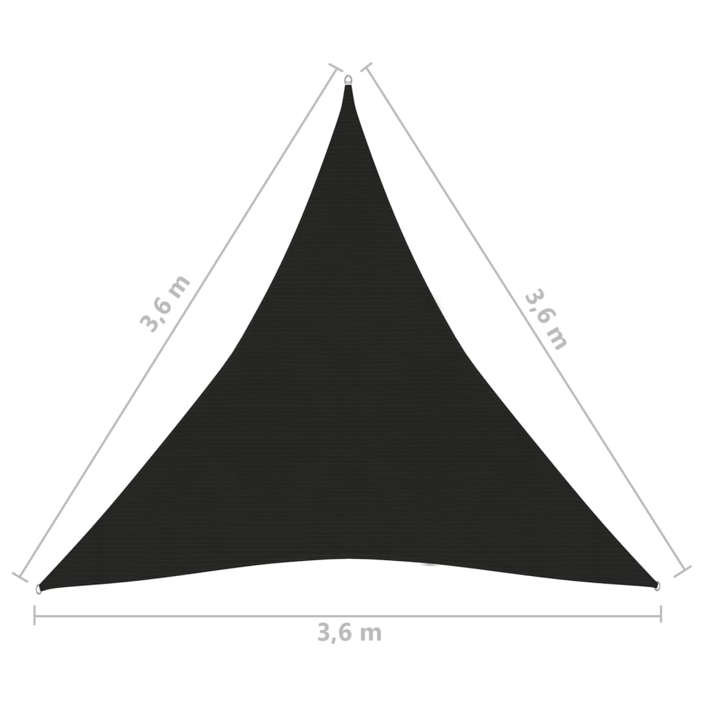 vidaXL Solseil 160 g/m² svart 3,6x3,6x3,6 m HDPE
