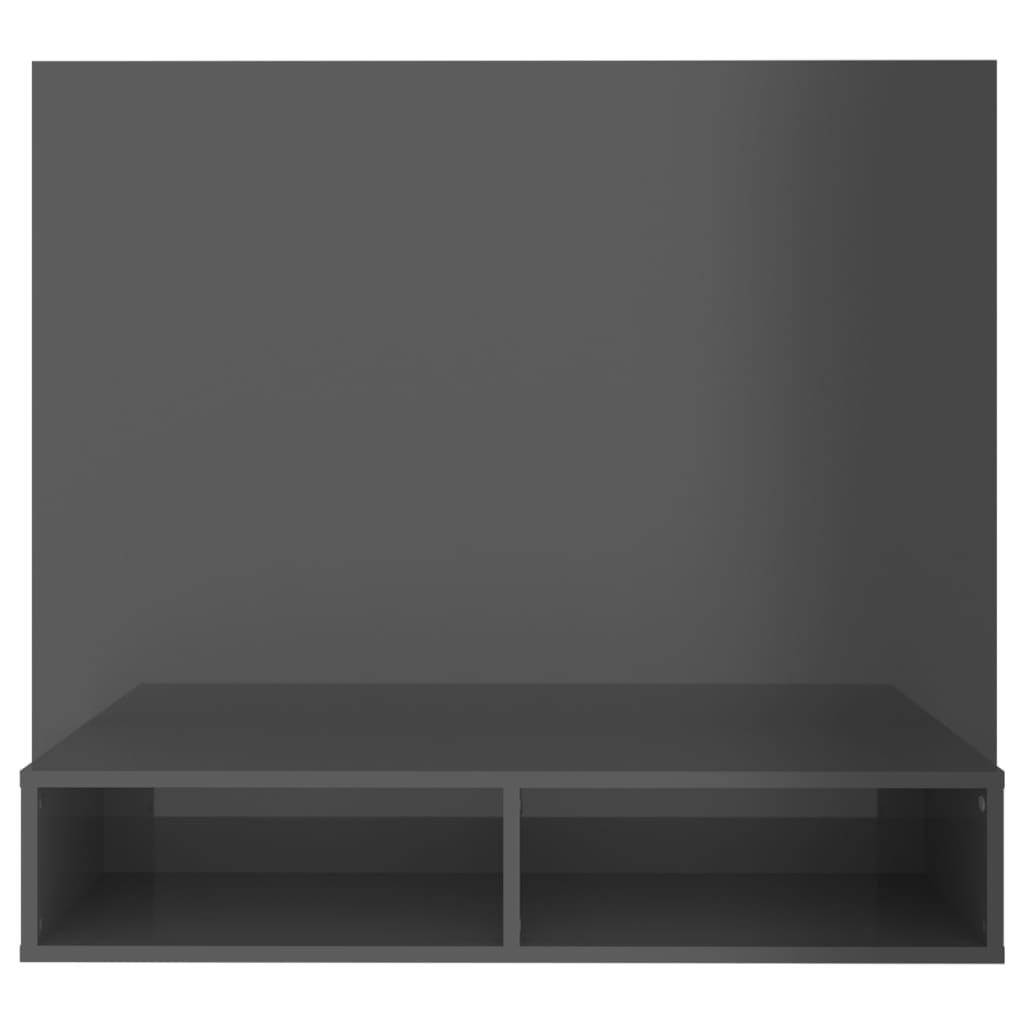 vidaXL Veggmontert TV-benk høyglans grå 102x23,5x90 cm sponplate