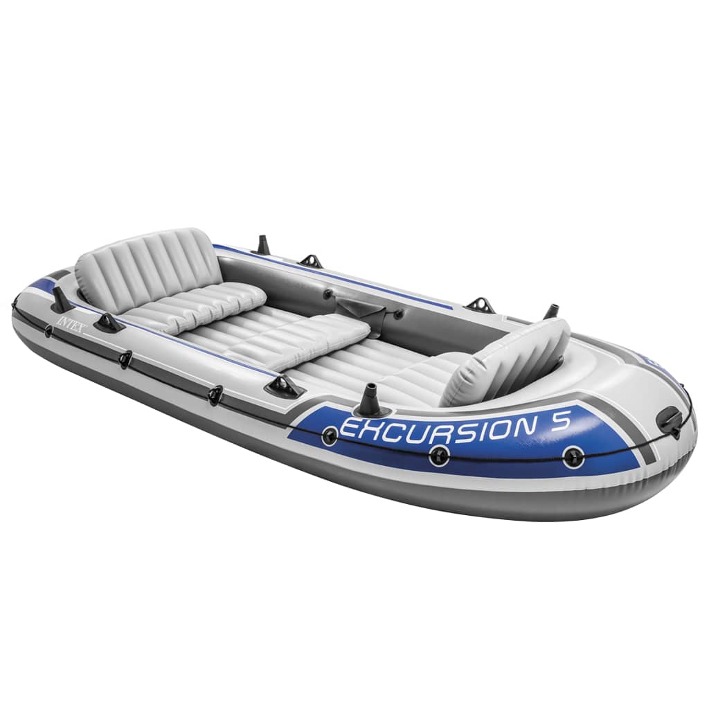 Intex Oppblåsbart båtsett Excursion 5 med påhengsmotor og brakett