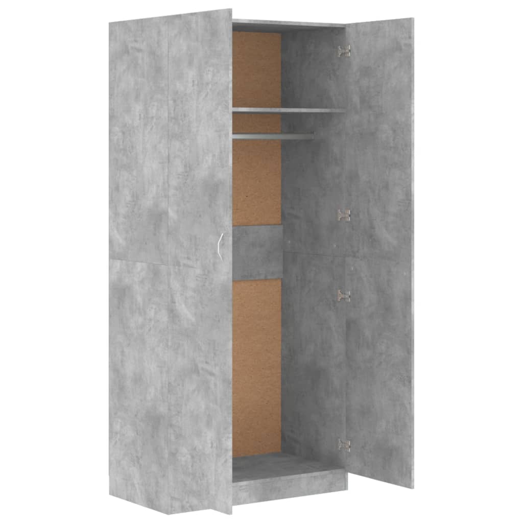 vidaXL Garderobe betonggrå 90x52x200 cm sponplate