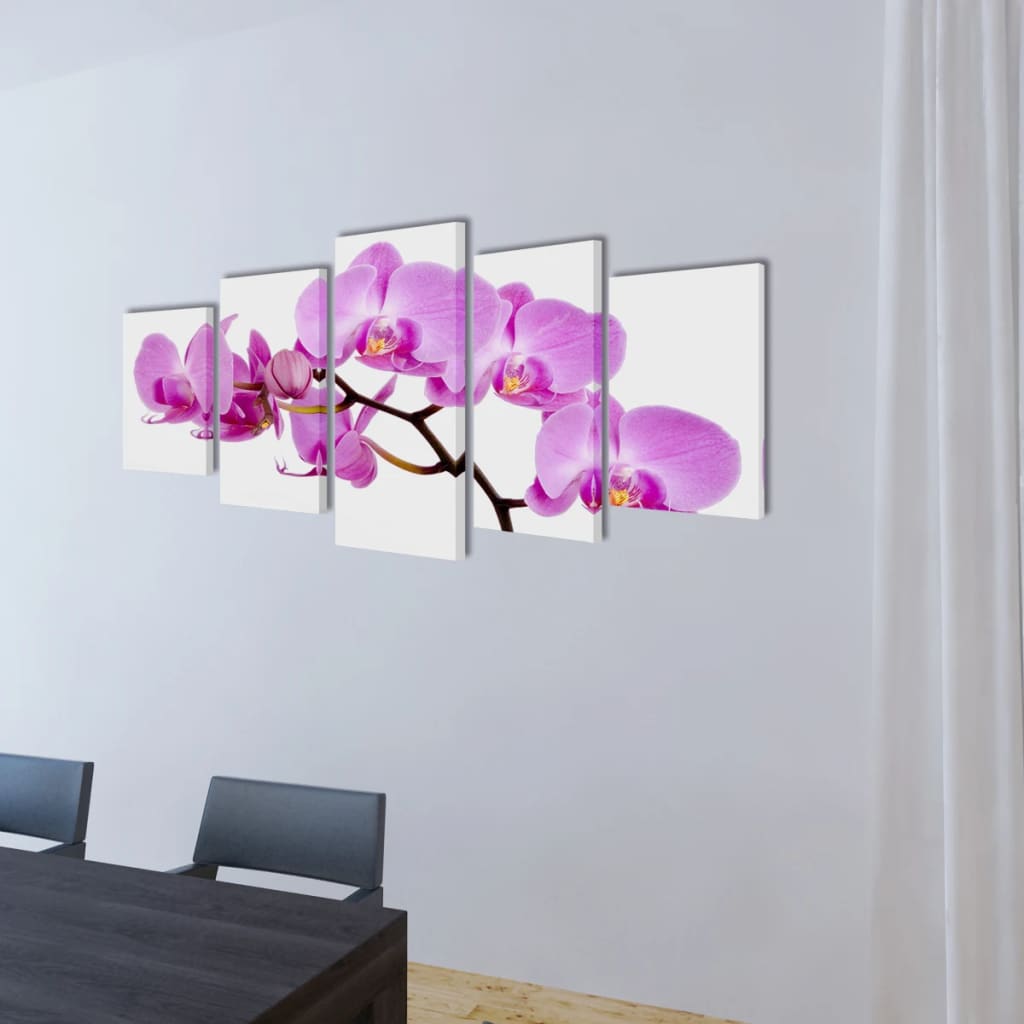 Kanvas Flerdelt Veggdekorasjon Orkidé 200 x 100 cm