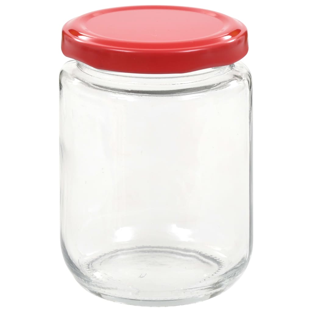 vidaXL Syltetøyglass med røde lokk 96 stk 230 ml