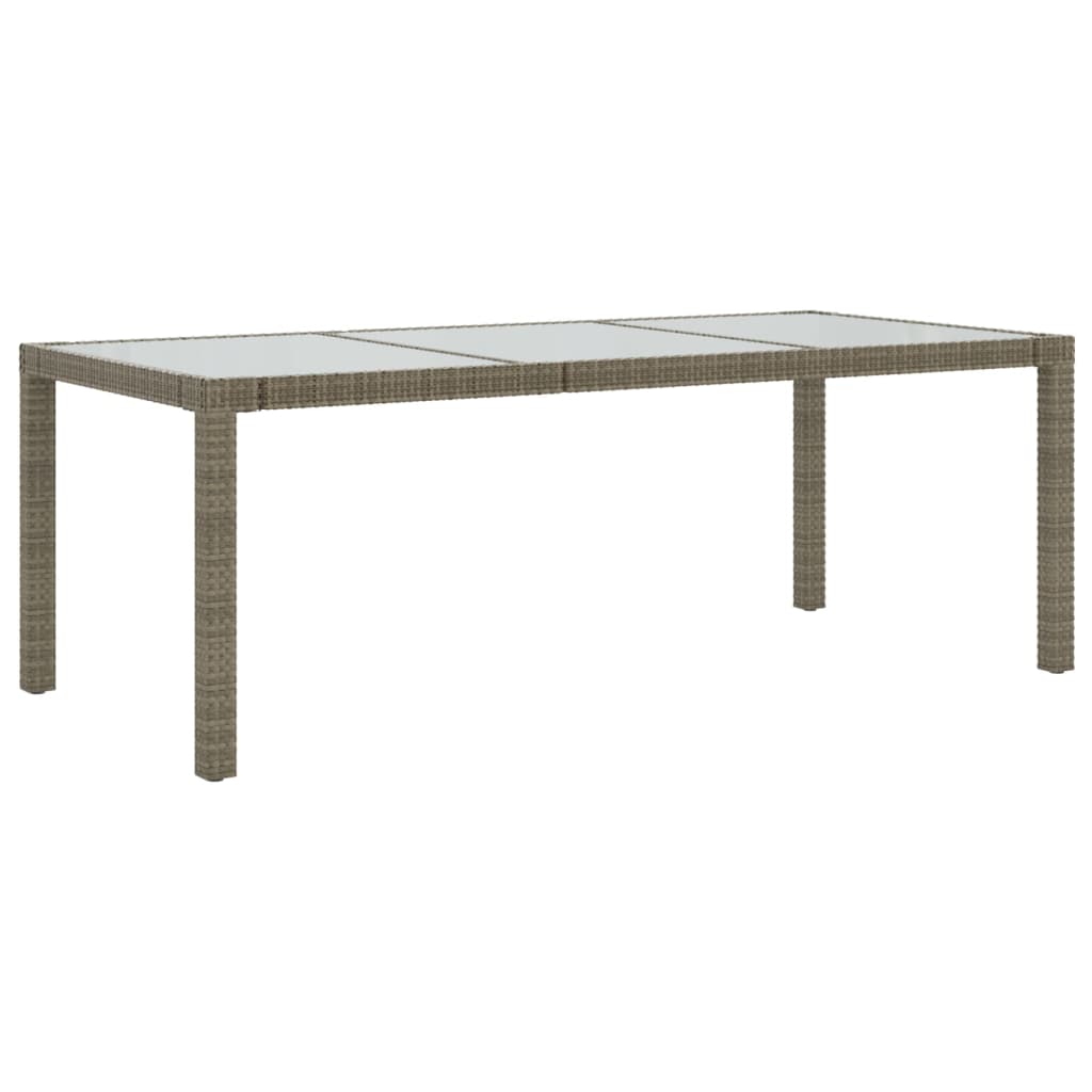 vidaXL Hagebord grå 190x90x75 cm herdet glass og polyrotting
