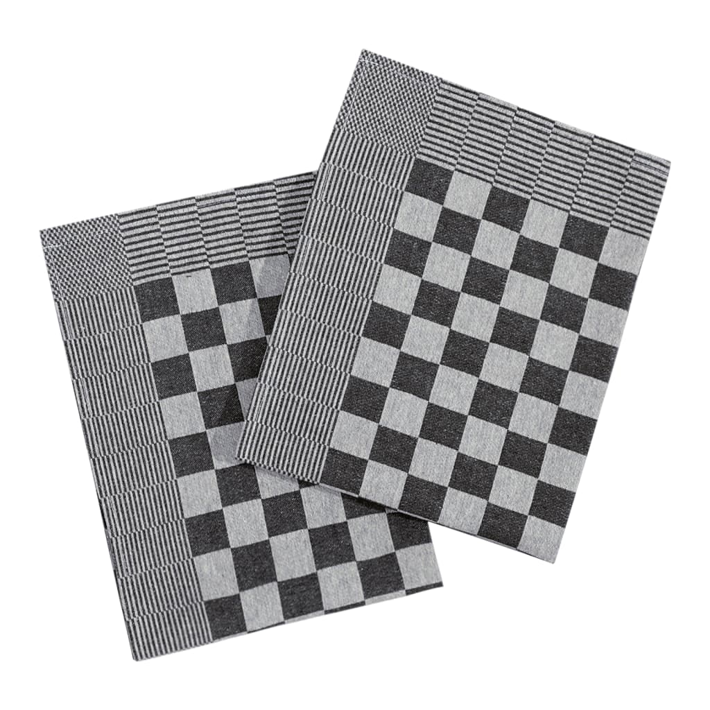 vidaXL Kjøkkenhåndklær 10 stk svart og hvit 50x70 cm bomull