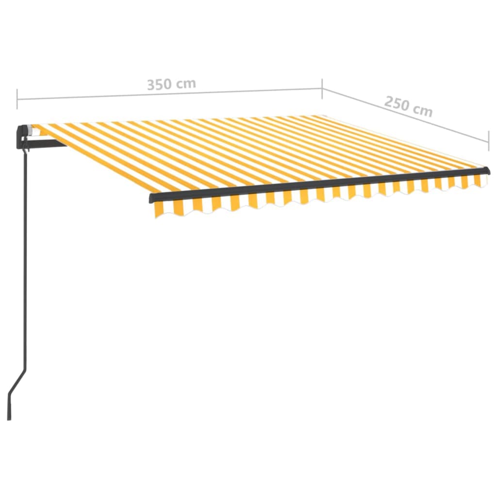 vidaXL Manuell uttrekkbar markise med LED 3,5x2,5 m gul og hvit