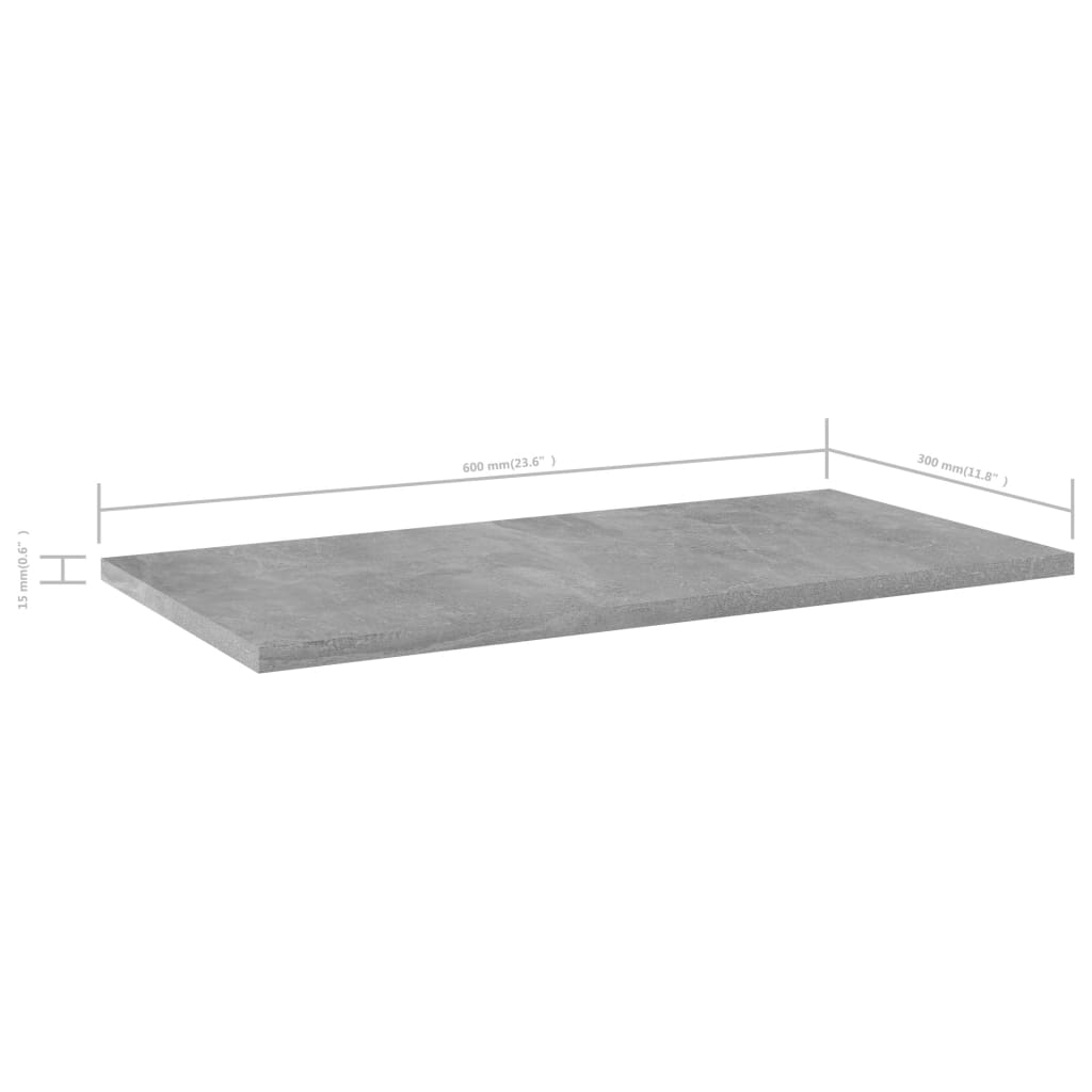 vidaXL Hylleplater 8 stk betonggrå 60x30x1,5 cm sponplate