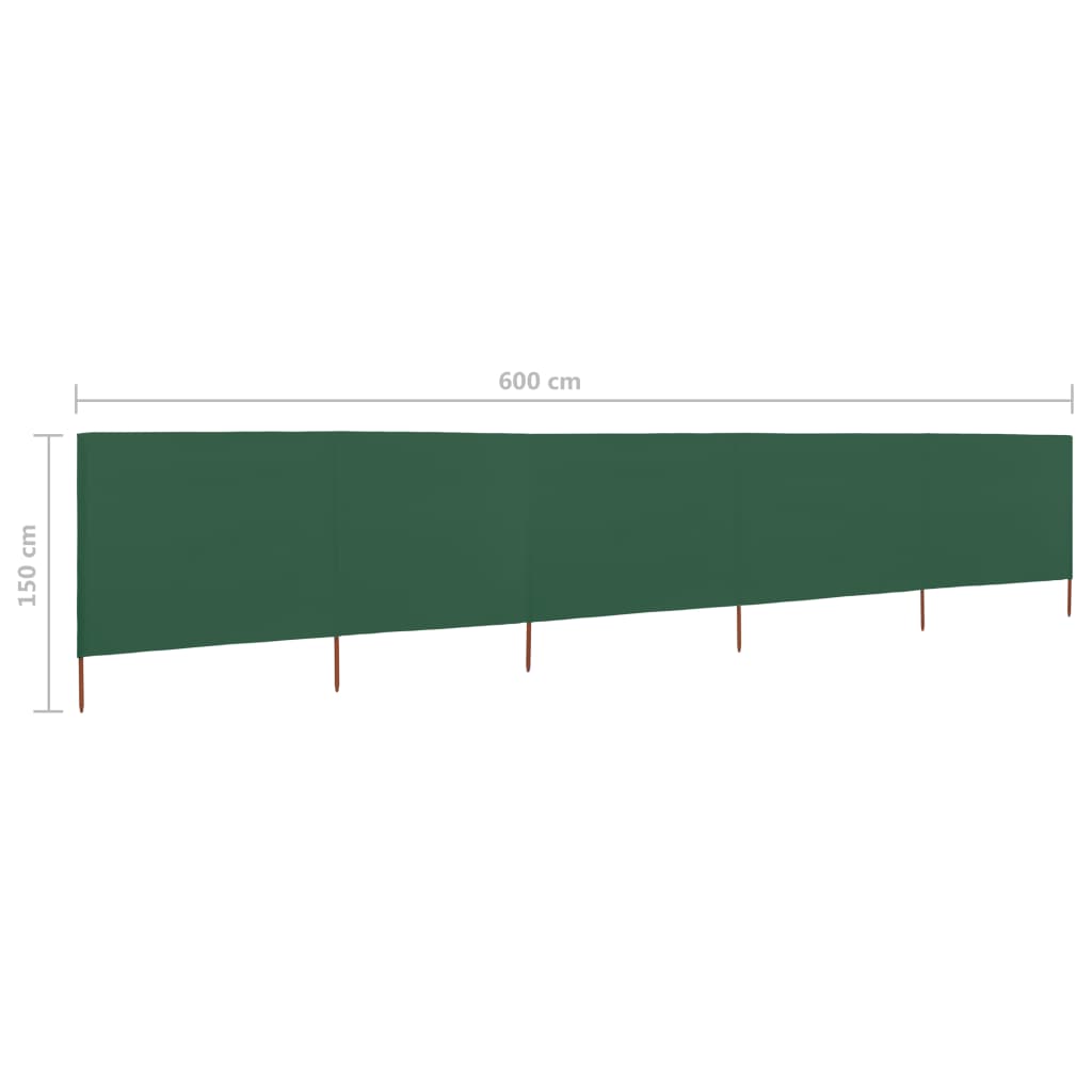 vidaXL Vindskjerm 5 paneler stoff 600x120 cm grønn