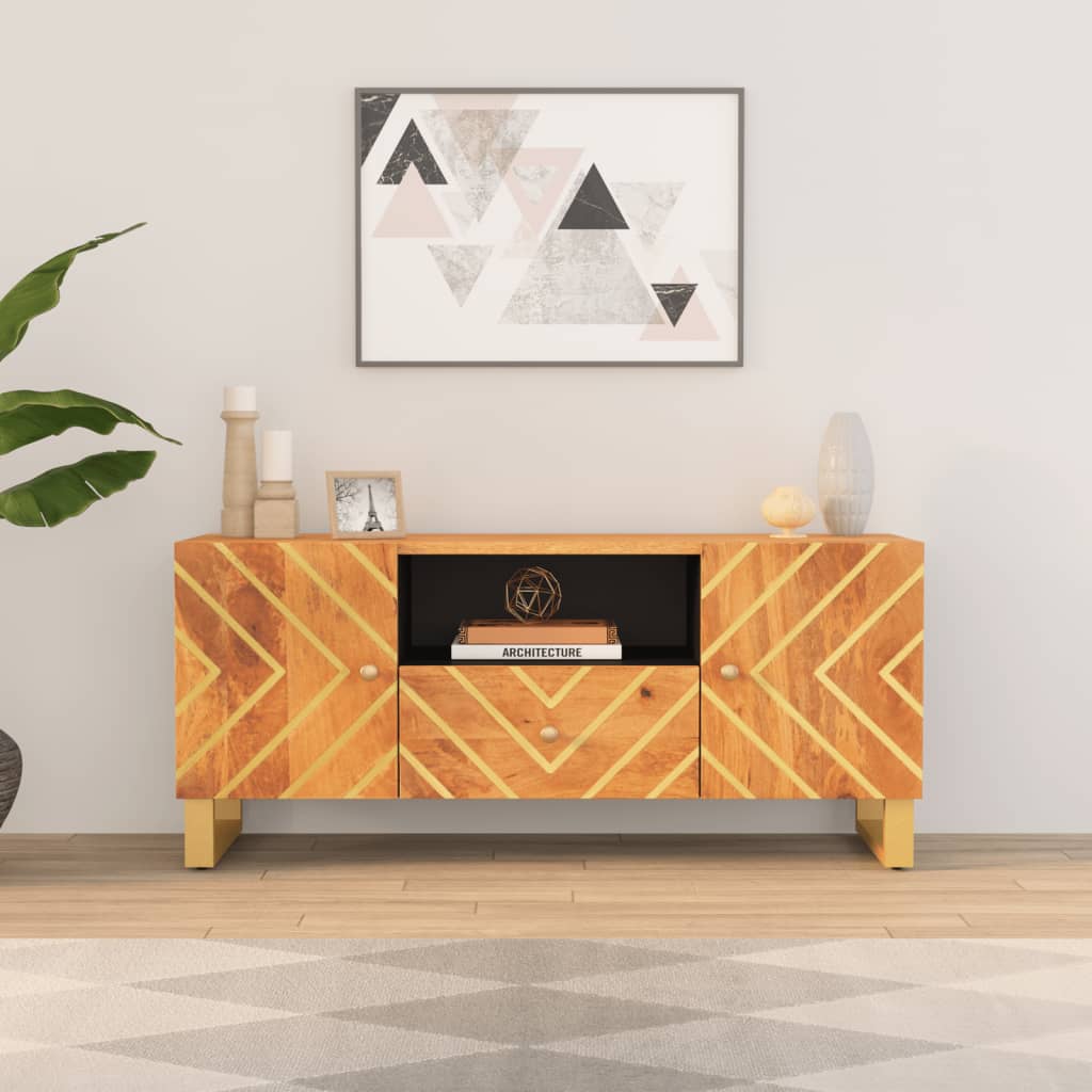 vidaXL TV-benk brun og svart 105x33,5x46 cm heltre mango