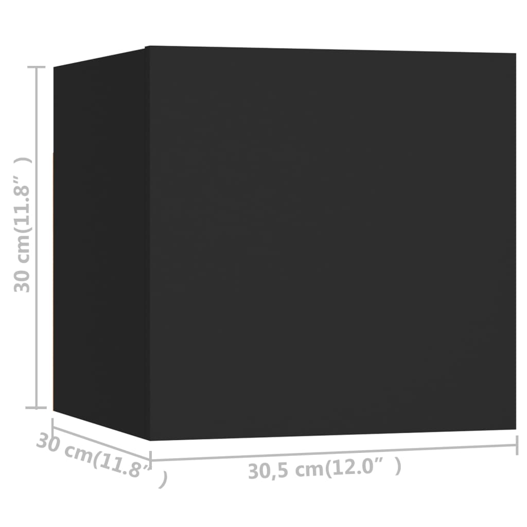 vidaXL Vegghengte TV-benker 8 stk svart 30,5x30x30 cm