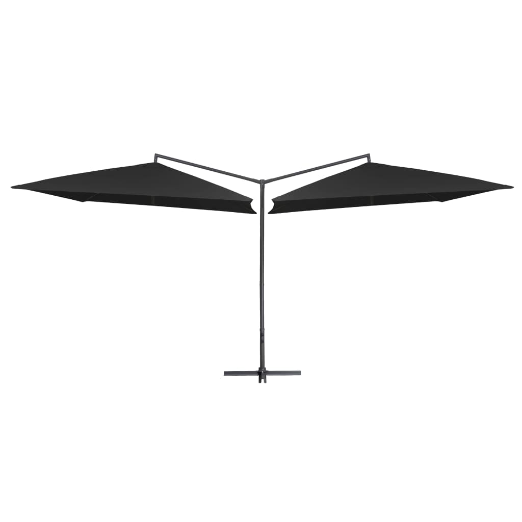 vidaXL Dobbel parasoll med stålstang 250x250 cm svart