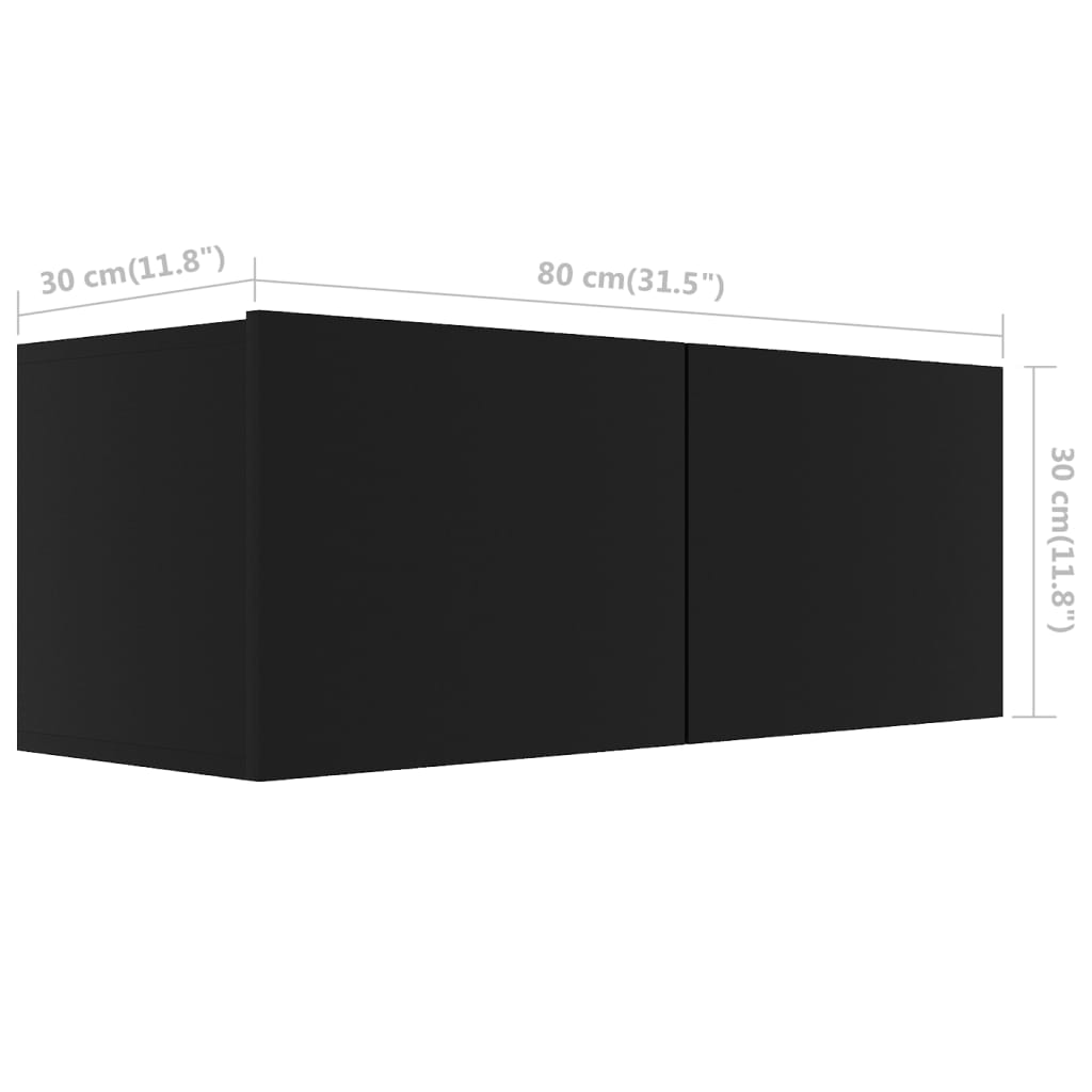 vidaXL TV-benk svart 80x30x30 cm sponplate