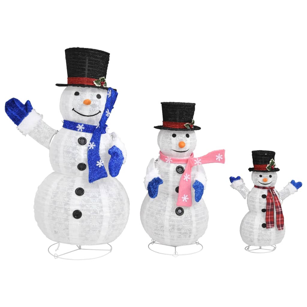 vidaXL Dekorativt figursett snømannfamilie med LED luksusstoff