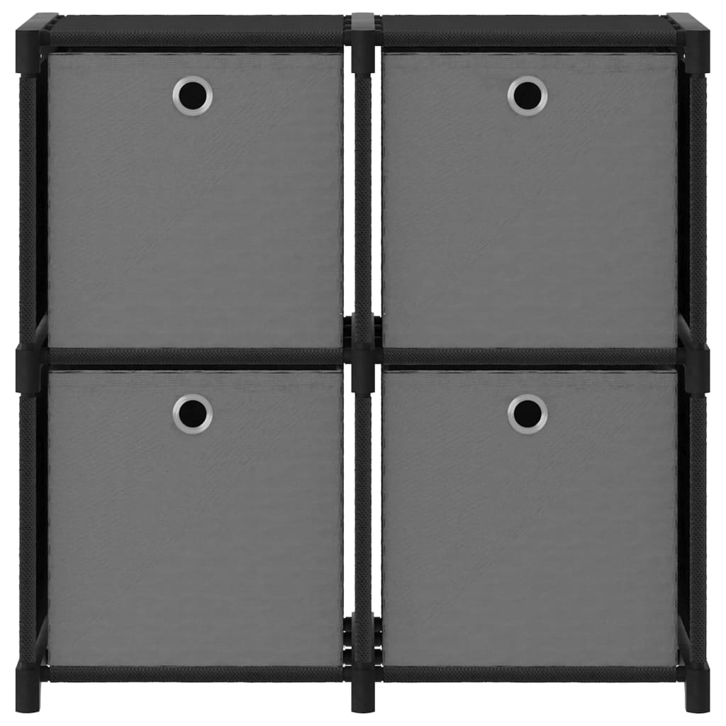 vidaXL Displayhylle med 4 kuber og bokser svart 69x30x72,5 cm stoff