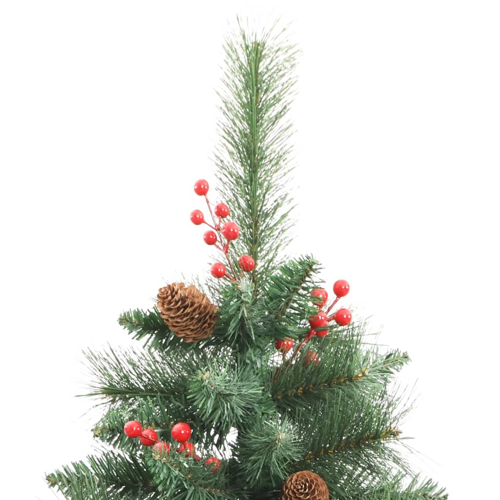 vidaXL Kunstig hengslet juletre med kongler og bær 180 cm