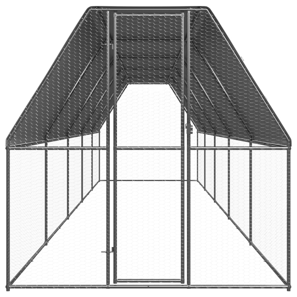 vidaXL Utendørs hønsehus 2x10x2 m galvanisert stål