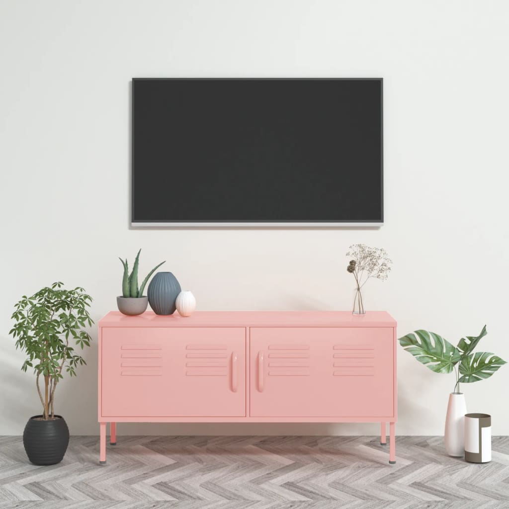 vidaXL TV-benk rosa 105x35x50 cm stål
