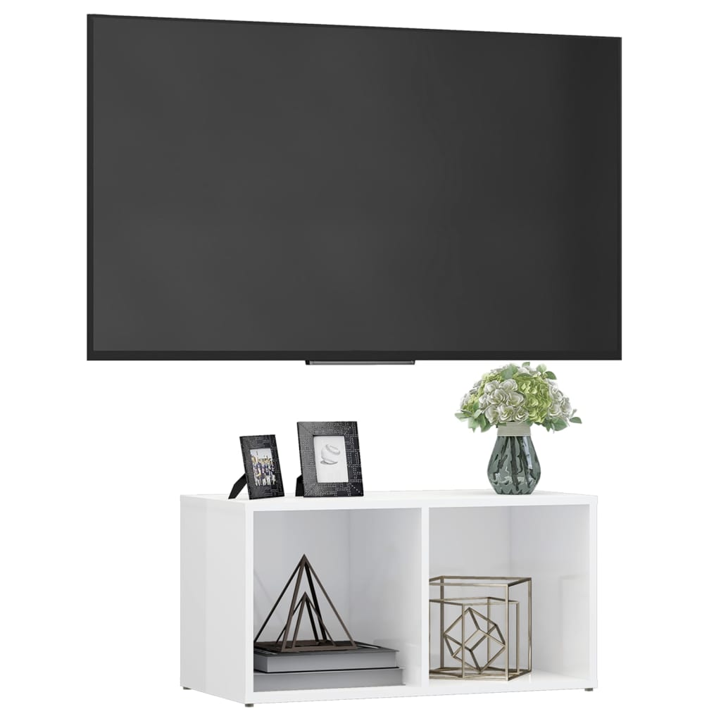 vidaXL TV-benk høyglans hvit 72x35x36,5 cm sponplate
