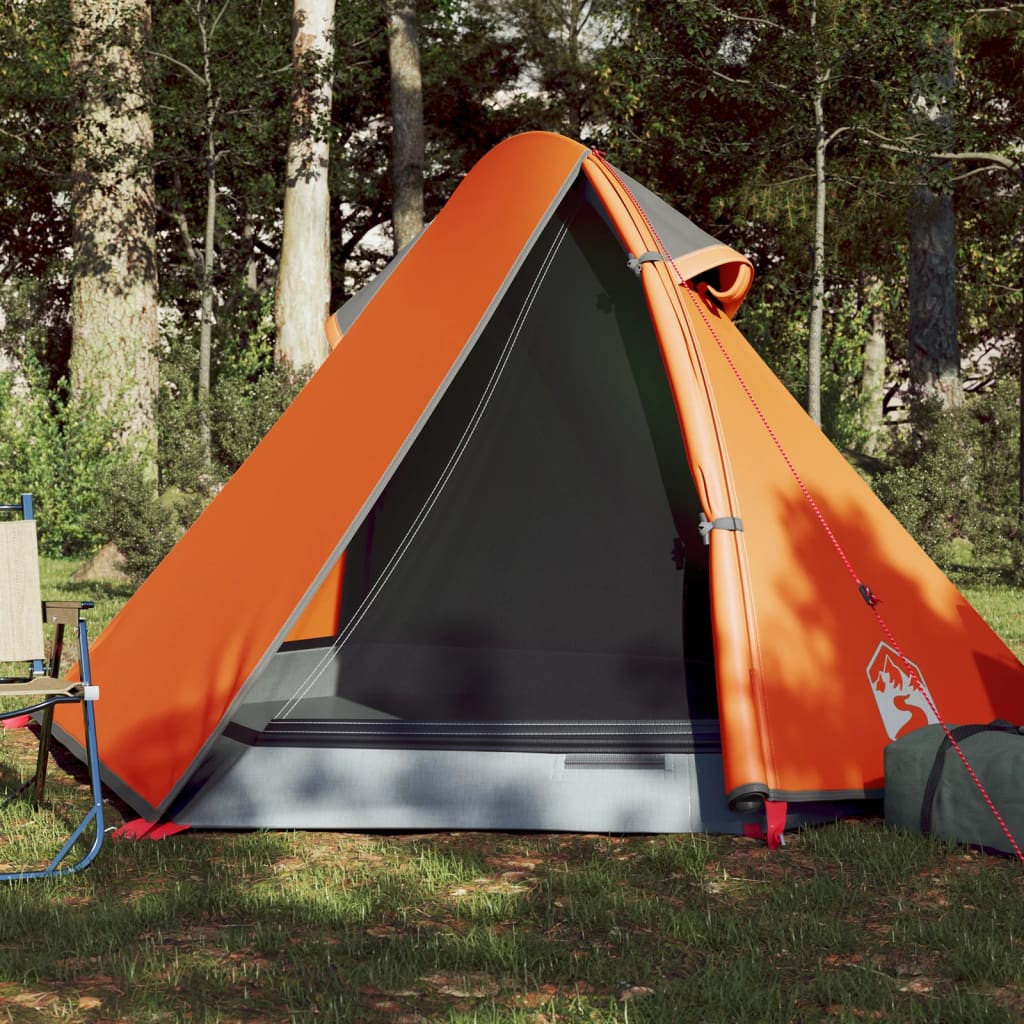 vidaXL Kuppeltelt for camping 2 personer grå og oransje vanntett
