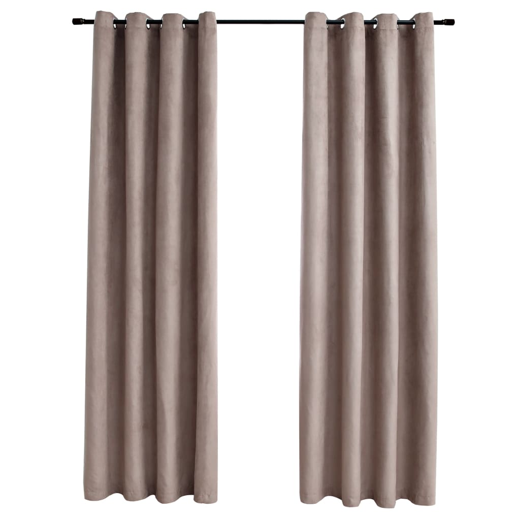 vidaXL Lystette gardiner med metallringer 2 stk gråbrun 140x225 cm