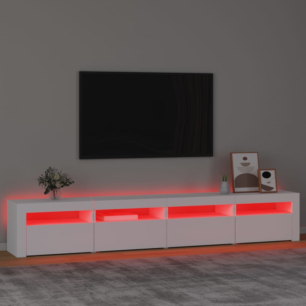 vidaXL TV-benk med LED-lys hvit 240x35x40 cm