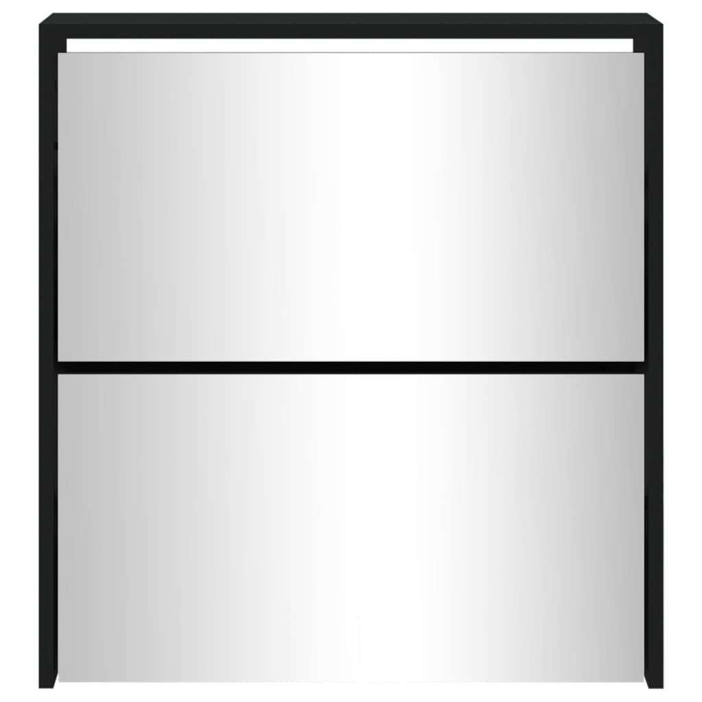 vidaXL Skoskap med speil 2 lag svart 63x17x67 cm