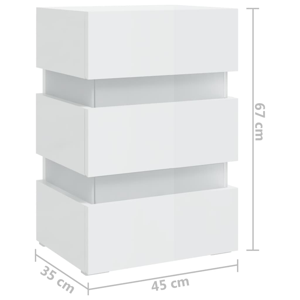 vidaXL Nattbord høyglans hvit 45x35x67 cm konstruert tre
