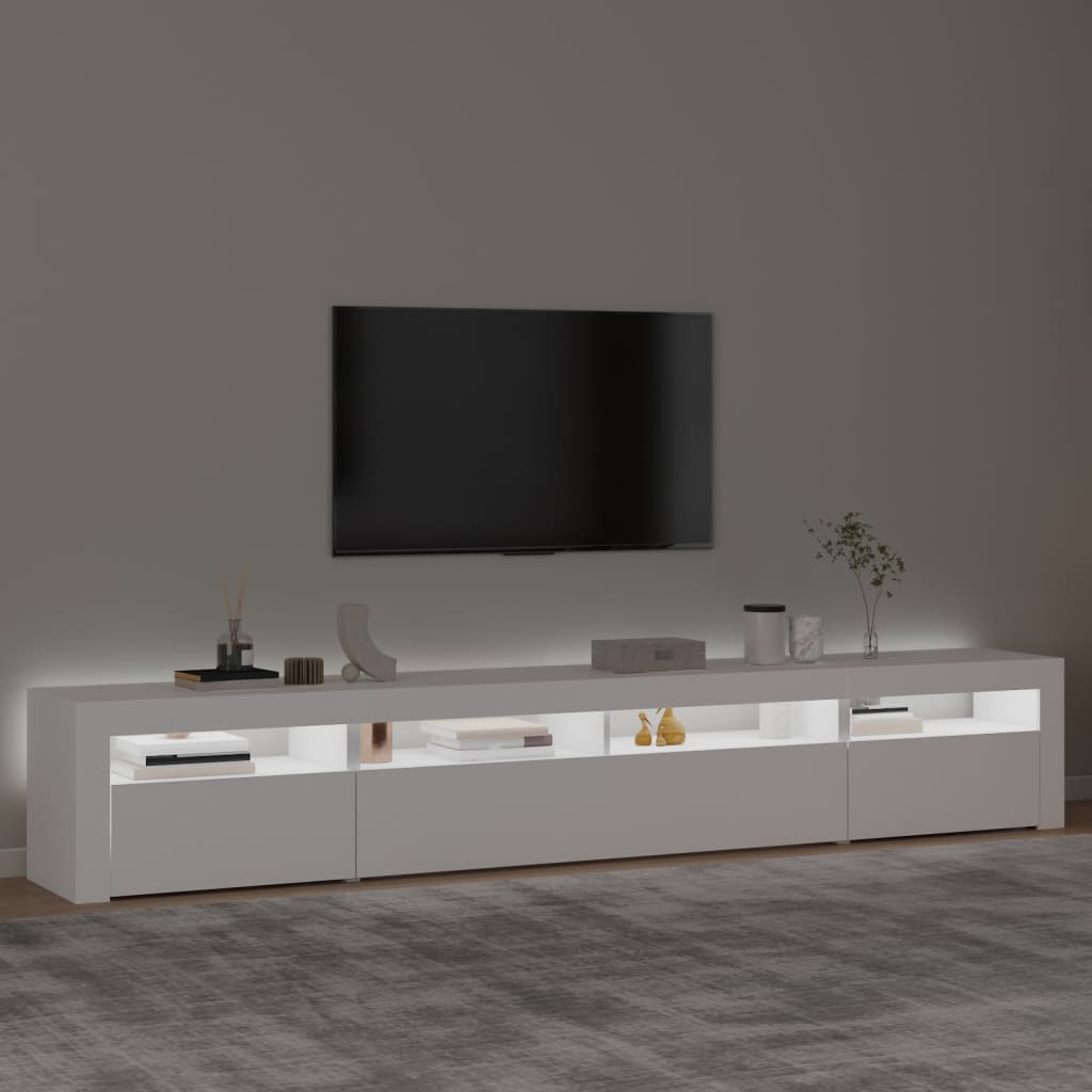 vidaXL TV-benk med LED-lys hvit 240x35x40 cm