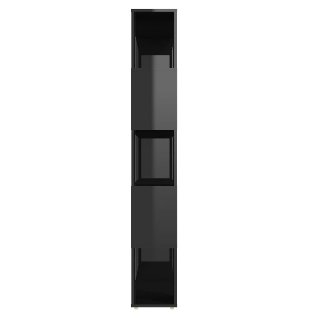 vidaXL Bokhylle/romdeler høyglans svart 80x24x155 cm sponplate